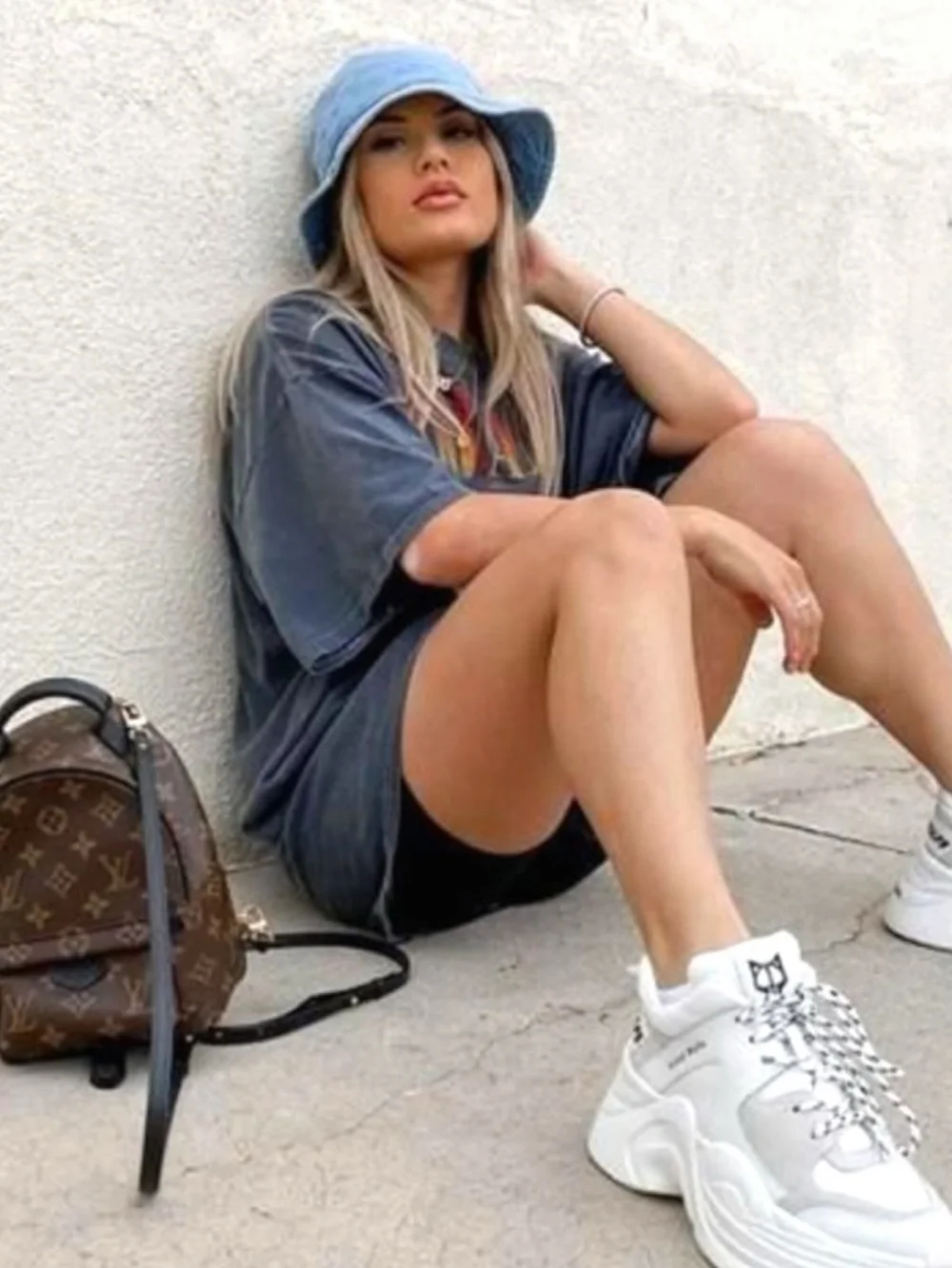 Betmar 90’s Y2K Retro Light Wash Denim Oversized Cotton Bucket Sun Hat - Picture 7 of 10